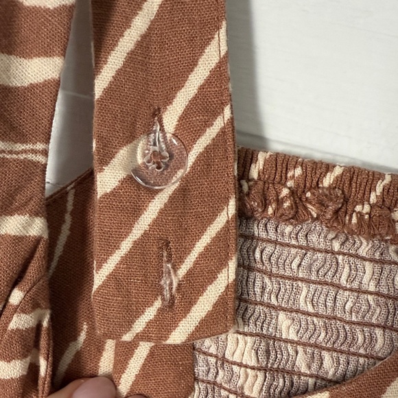 A New Day Brown and Cream Cropped Linen Topped - Picture 5 of 5